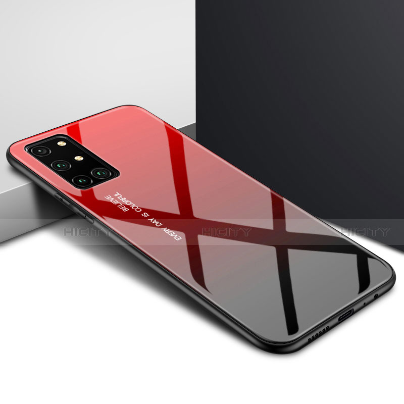 Coque Rebord Contour Silicone et Vitre Miroir Housse Etui pour OnePlus 8T 5G Rouge Plus