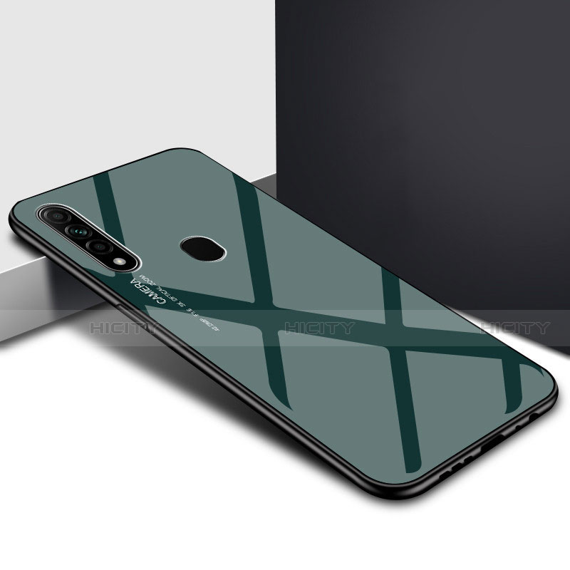 Coque Rebord Contour Silicone et Vitre Miroir Housse Etui pour Oppo A8 Vert Plus