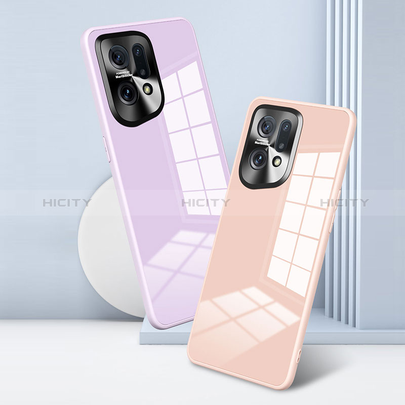 Coque Rebord Contour Silicone et Vitre Miroir Housse Etui pour Oppo Find X5 5G Plus