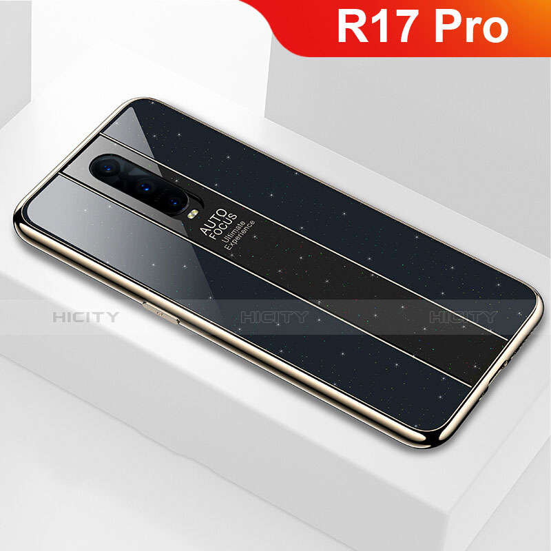 Coque Rebord Contour Silicone et Vitre Miroir Housse Etui pour Oppo R17 Pro Noir Plus