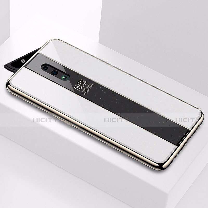 Coque Rebord Contour Silicone et Vitre Miroir Housse Etui pour Oppo Reno Blanc Plus