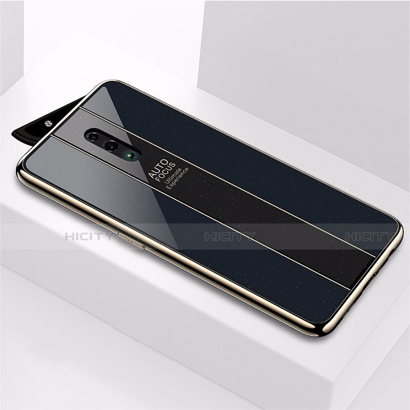 Coque Rebord Contour Silicone et Vitre Miroir Housse Etui pour Oppo Reno Noir Plus