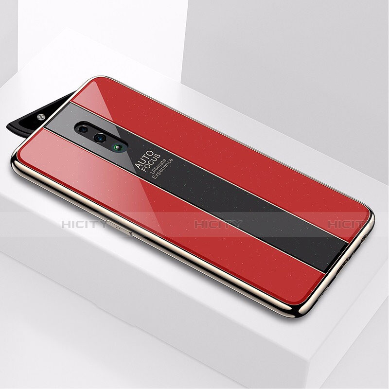 Coque Rebord Contour Silicone et Vitre Miroir Housse Etui pour Oppo Reno Rouge Plus