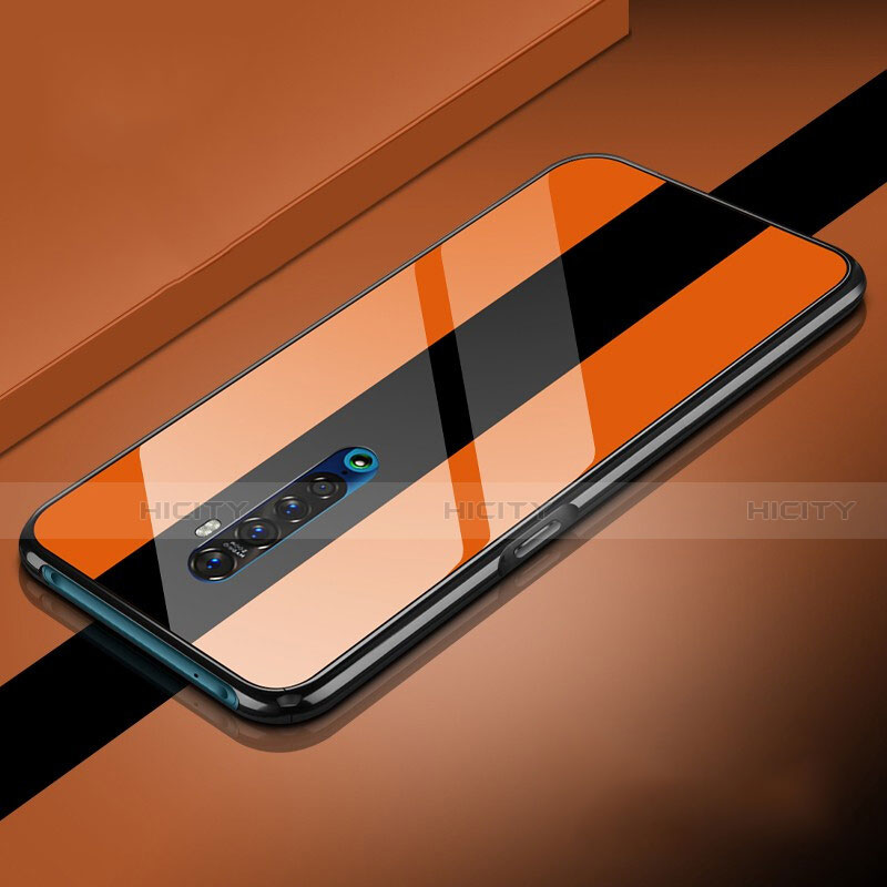 Coque Rebord Contour Silicone et Vitre Miroir Housse Etui pour Oppo Reno2 Orange Plus