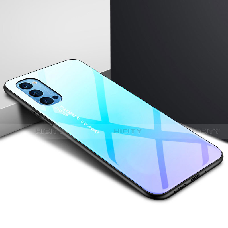 Coque Rebord Contour Silicone et Vitre Miroir Housse Etui pour Oppo Reno4 Pro 5G Plus