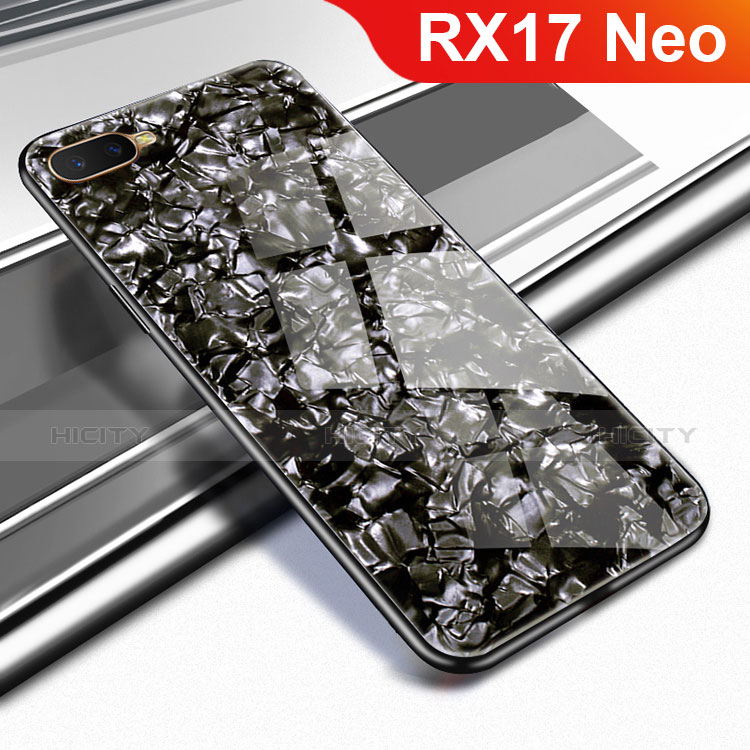 Coque Rebord Contour Silicone et Vitre Miroir Housse Etui pour Oppo RX17 Neo Noir Plus