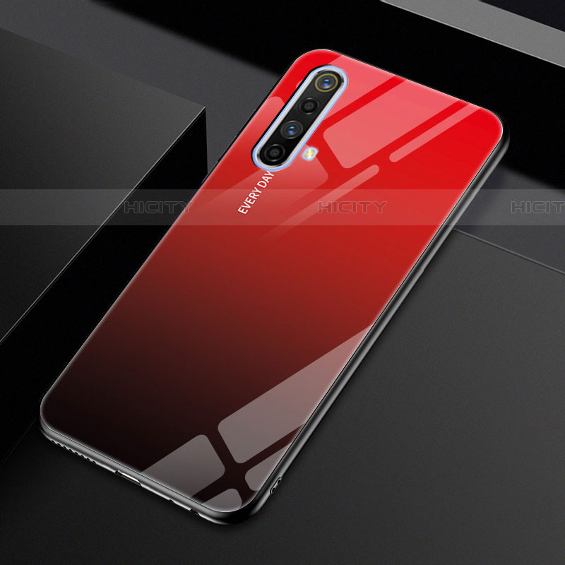 Coque Rebord Contour Silicone et Vitre Miroir Housse Etui pour Realme X50 5G Rouge Plus