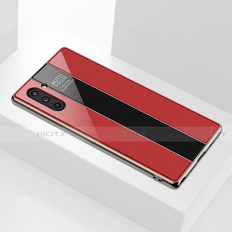 Coque Rebord Contour Silicone et Vitre Miroir Housse Etui pour Samsung Galaxy Note 10 5G Rouge Plus