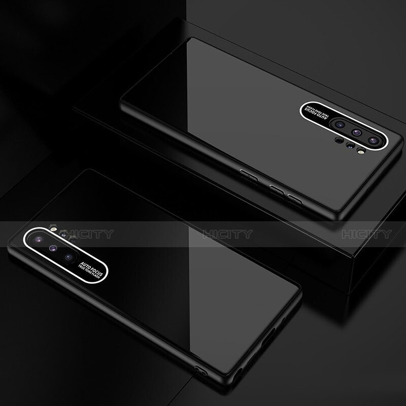 Coque Rebord Contour Silicone et Vitre Miroir Housse Etui pour Samsung Galaxy Note 10 Plus Noir Plus