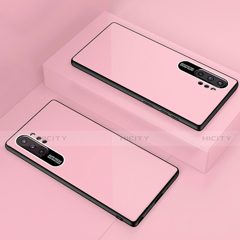 Coque Rebord Contour Silicone et Vitre Miroir Housse Etui pour Samsung Galaxy Note 10 Plus Or Rose Plus