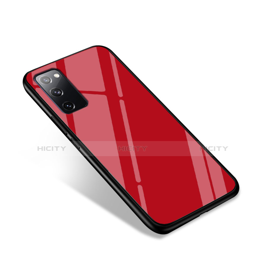 Coque Rebord Contour Silicone et Vitre Miroir Housse Etui pour Samsung Galaxy S20 FE 5G Rouge Plus