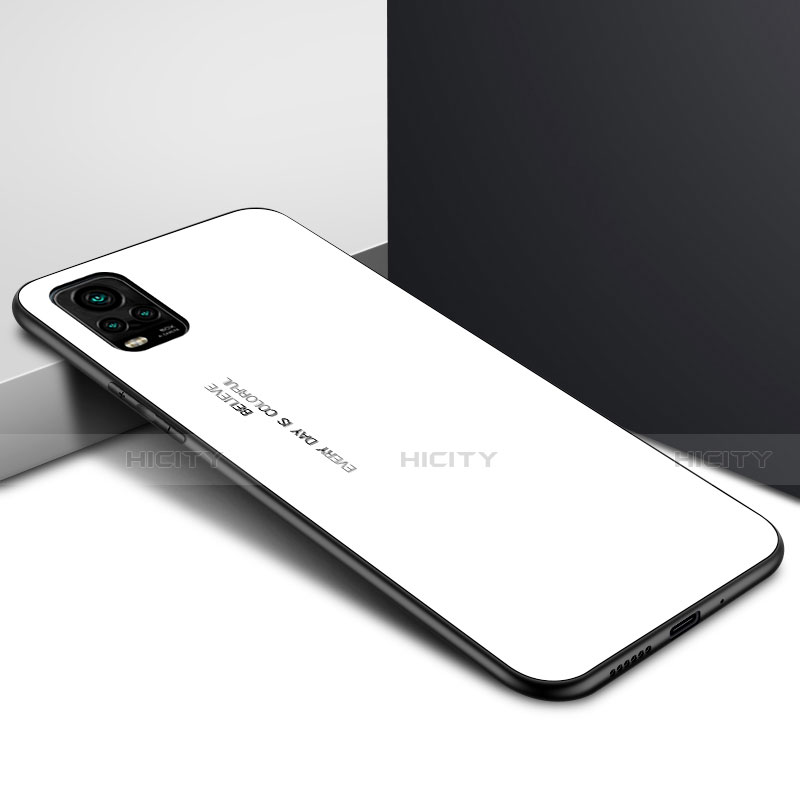 Coque Rebord Contour Silicone et Vitre Miroir Housse Etui pour Vivo V20 Pro 5G Blanc Plus