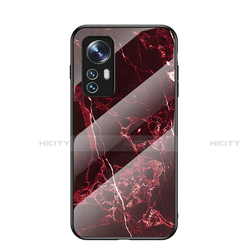 Coque Rebord Contour Silicone et Vitre Miroir Housse Etui pour Xiaomi Mi 12 5G Rouge Plus