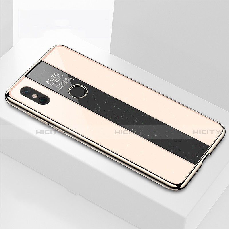 Coque Rebord Contour Silicone et Vitre Miroir Housse Etui pour Xiaomi Mi Max 3 Or Plus