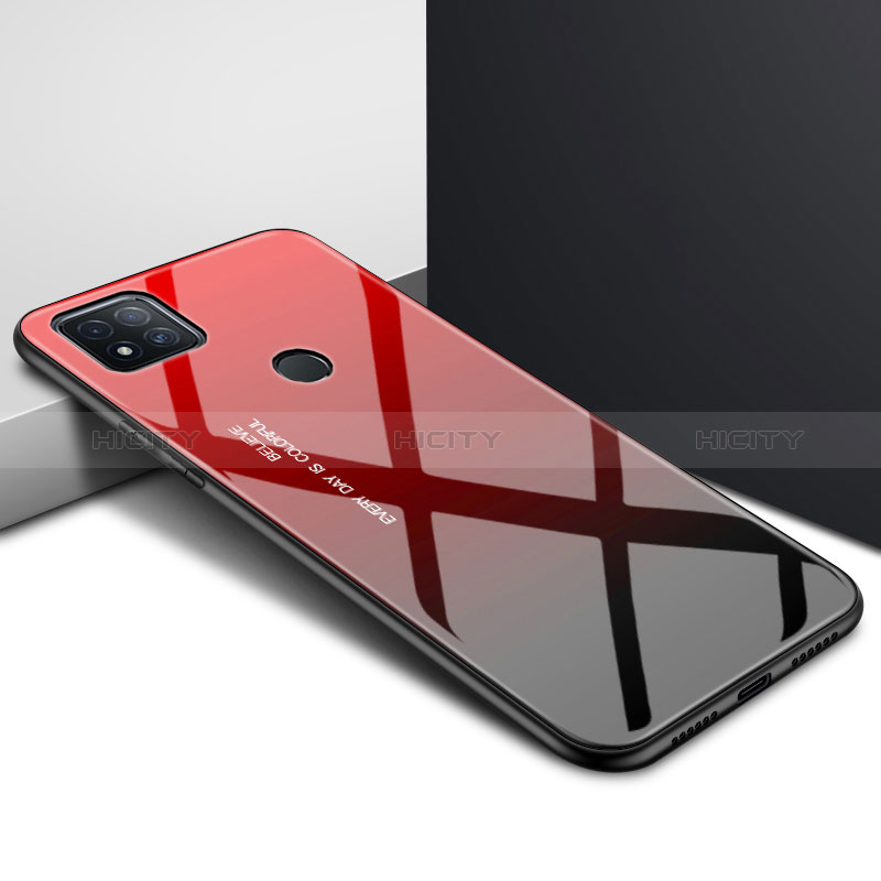 Coque Rebord Contour Silicone et Vitre Miroir Housse Etui pour Xiaomi POCO C3 Rouge Plus