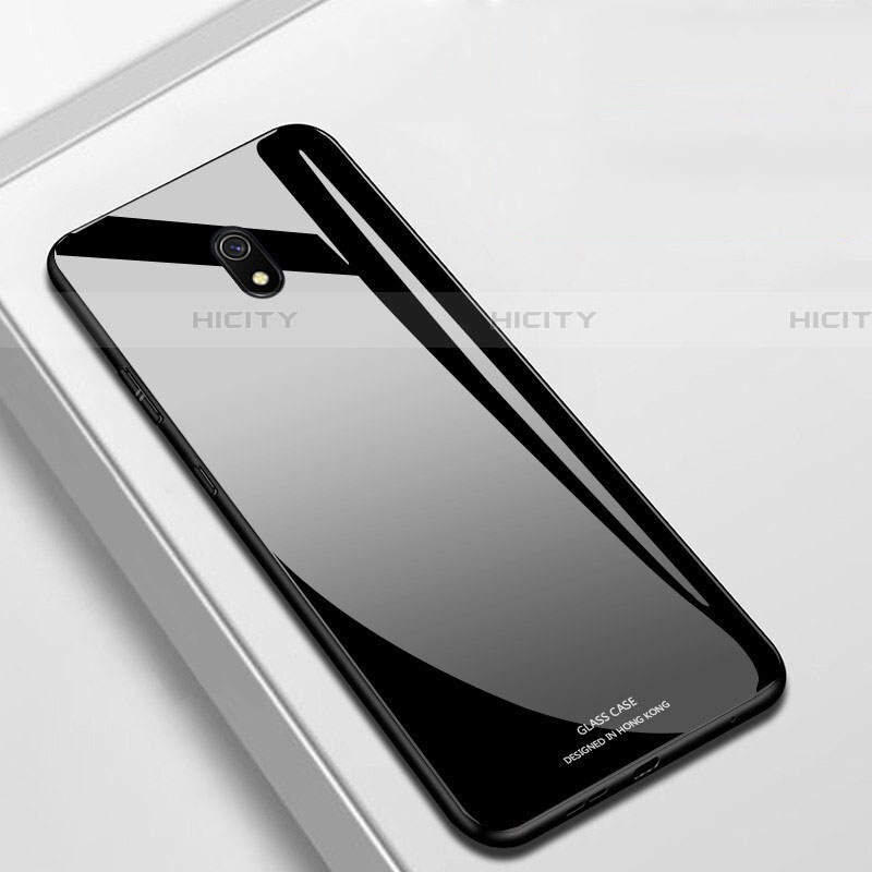 Coque Rebord Contour Silicone et Vitre Miroir Housse Etui pour Xiaomi Redmi 8A Noir Plus
