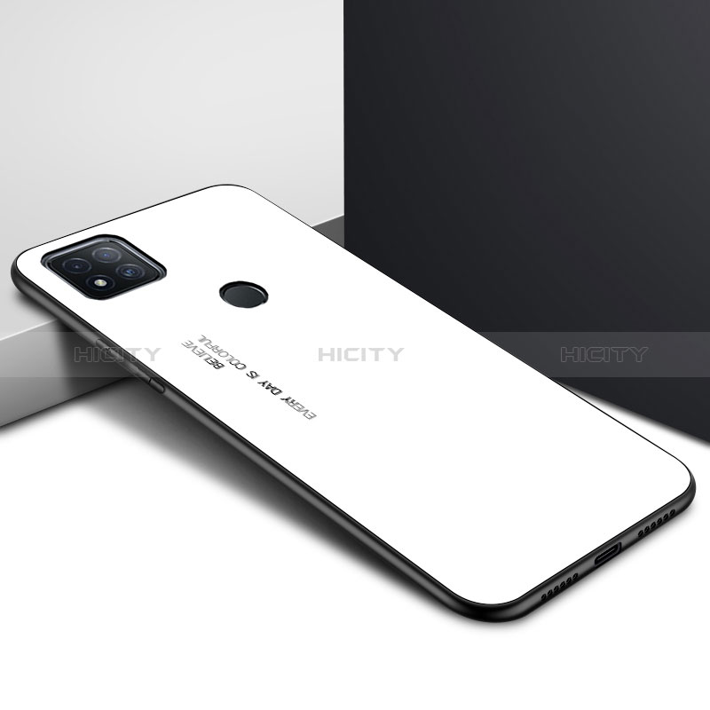 Coque Rebord Contour Silicone et Vitre Miroir Housse Etui pour Xiaomi Redmi 9 Activ Blanc Plus