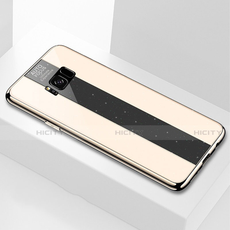 Coque Rebord Contour Silicone et Vitre Miroir Housse Etui S01 pour Samsung Galaxy S8 Or Plus