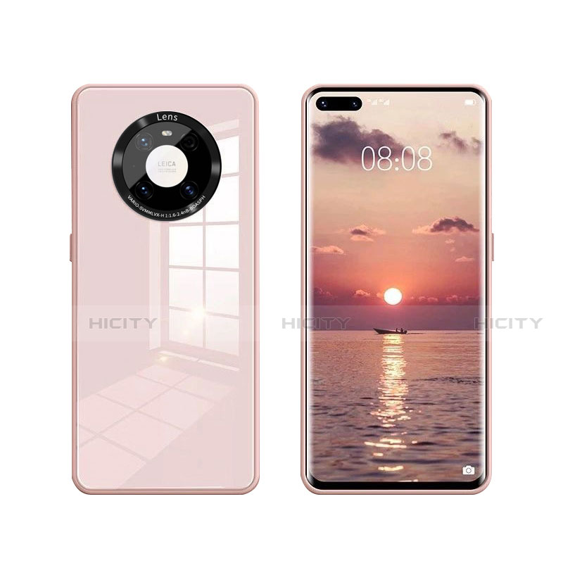 Coque Rebord Contour Silicone et Vitre Miroir Housse Etui T01 pour Huawei Mate 40E Pro 5G Plus