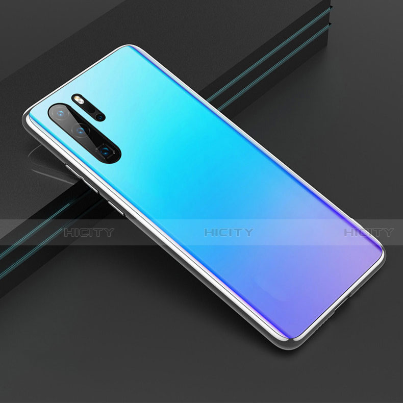 Coque Rebord Contour Silicone et Vitre Miroir Housse Etui T01 pour Huawei P30 Pro New Edition Bleu Ciel Plus