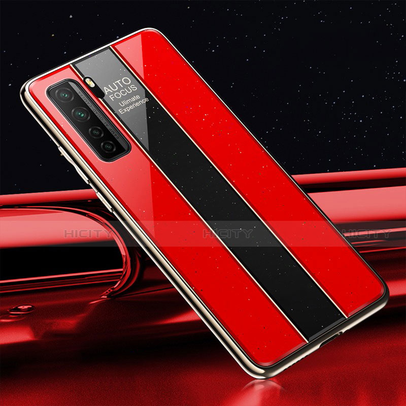 Coque Rebord Contour Silicone et Vitre Miroir Housse Etui T01 pour Huawei P40 Lite 5G Rouge Plus