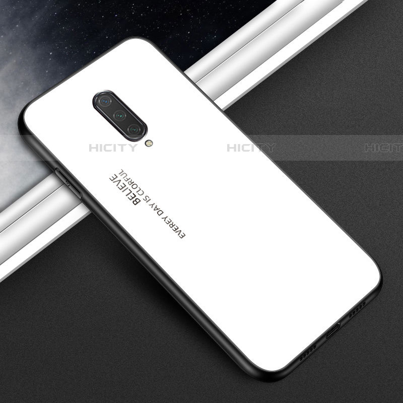 Coque Rebord Contour Silicone et Vitre Miroir Housse Etui T01 pour OnePlus 8 Blanc Plus