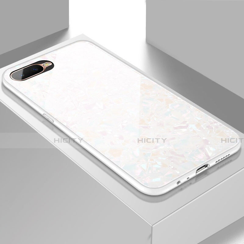 Coque Rebord Contour Silicone et Vitre Miroir Housse Etui T01 pour Oppo K1 Blanc Plus