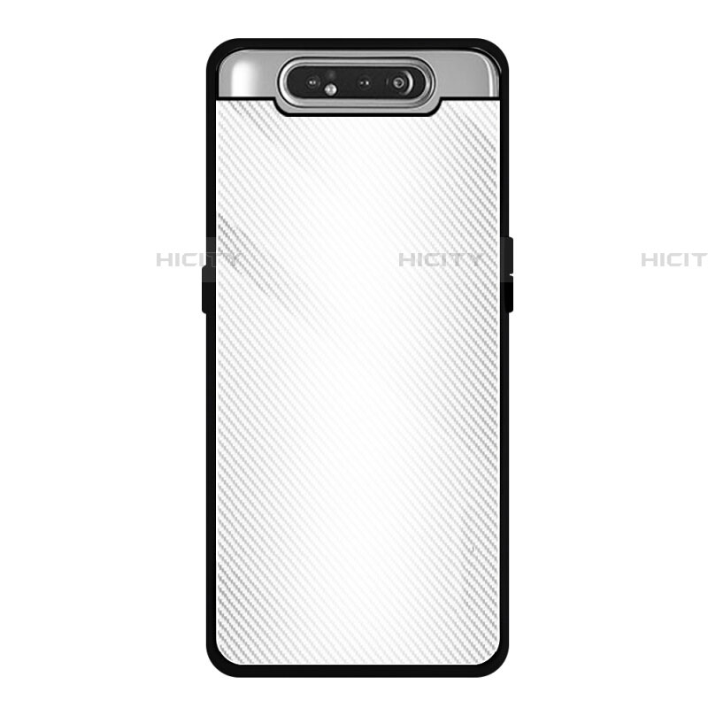 Coque Rebord Contour Silicone et Vitre Miroir Housse Etui T01 pour Samsung Galaxy A80 Blanc Plus