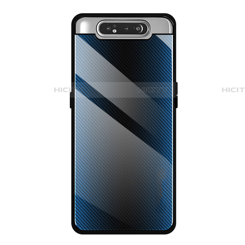 Coque Rebord Contour Silicone et Vitre Miroir Housse Etui T01 pour Samsung Galaxy A90 4G Bleu Plus