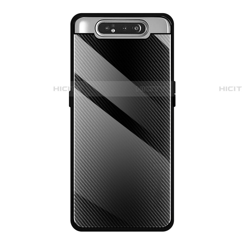 Coque Rebord Contour Silicone et Vitre Miroir Housse Etui T01 pour Samsung Galaxy A90 4G Noir Plus