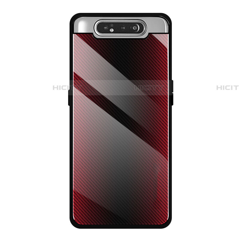 Coque Rebord Contour Silicone et Vitre Miroir Housse Etui T01 pour Samsung Galaxy A90 4G Rouge Plus