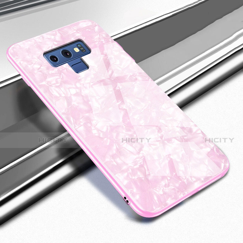 Coque Rebord Contour Silicone et Vitre Miroir Housse Etui T01 pour Samsung Galaxy Note 9 Rose Plus