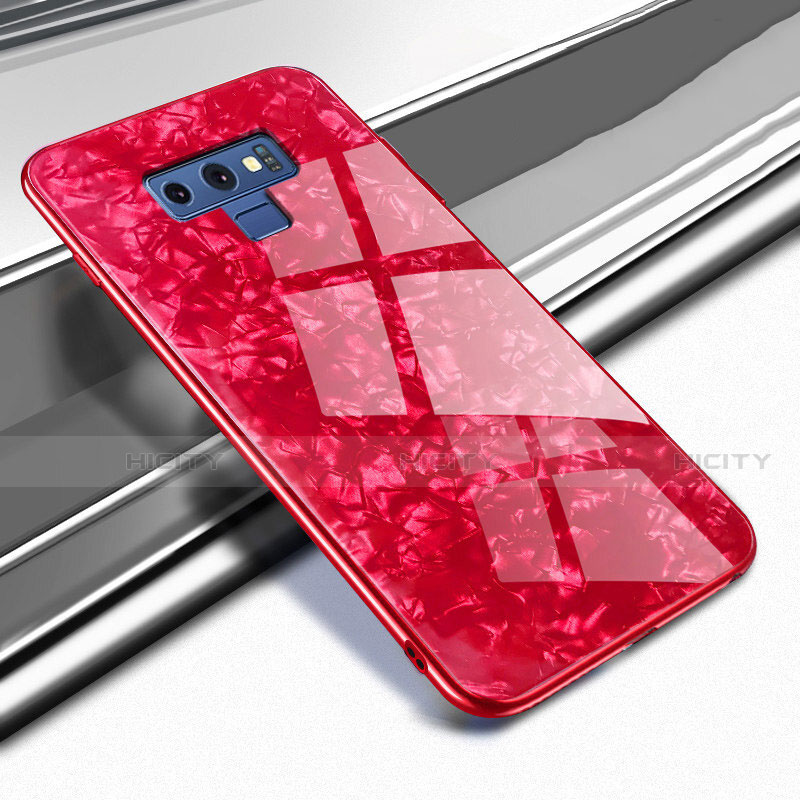 Coque Rebord Contour Silicone et Vitre Miroir Housse Etui T01 pour Samsung Galaxy Note 9 Rouge Plus