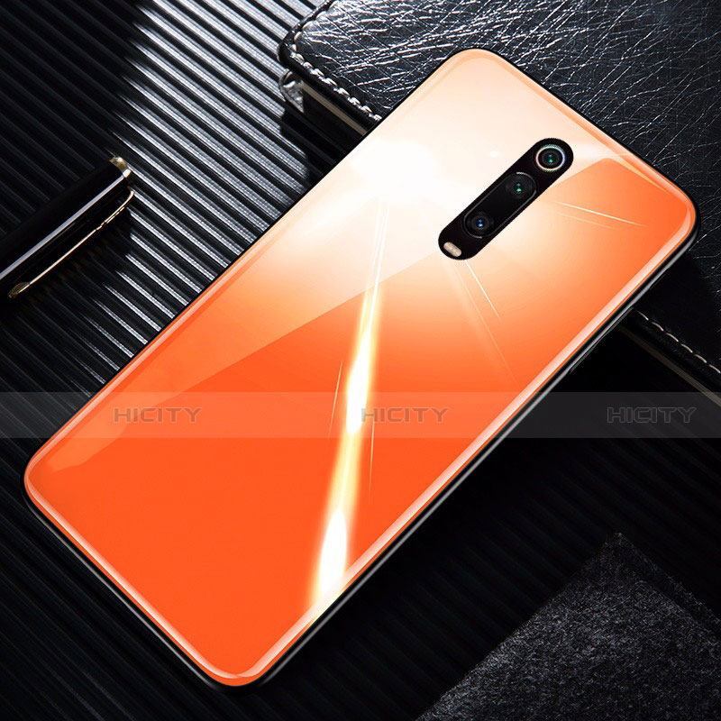 Coque Rebord Contour Silicone et Vitre Miroir Housse Etui T01 pour Xiaomi Mi 9T Orange Plus