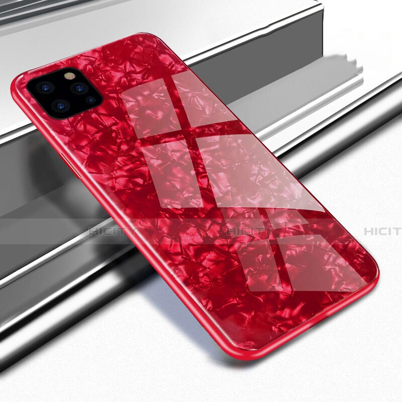 Coque Rebord Contour Silicone et Vitre Miroir Housse Etui T02 pour Apple iPhone 11 Pro Max Rouge Plus