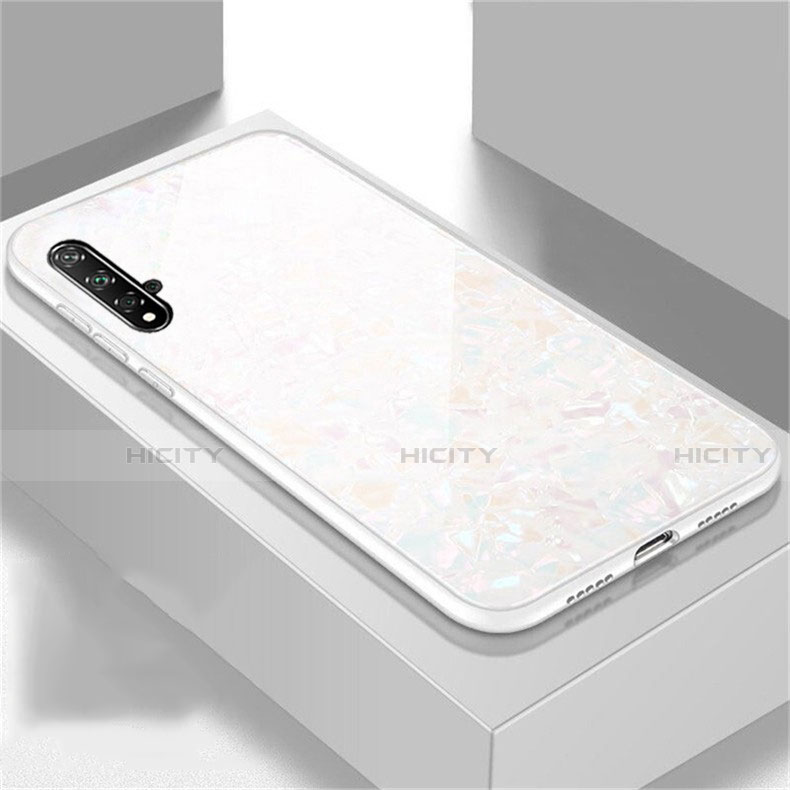 Coque Rebord Contour Silicone et Vitre Miroir Housse Etui T02 pour Huawei Honor 20S Blanc Plus