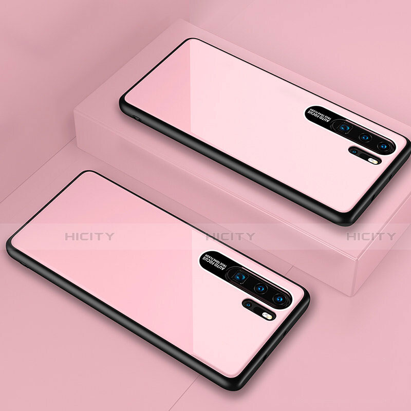 Coque Rebord Contour Silicone et Vitre Miroir Housse Etui T02 pour Huawei P30 Pro New Edition Rose Plus