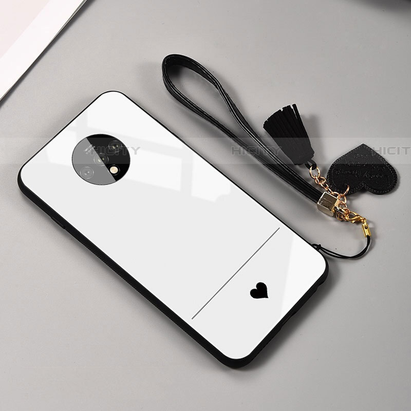 Coque Rebord Contour Silicone et Vitre Miroir Housse Etui T02 pour OnePlus 7T Plus