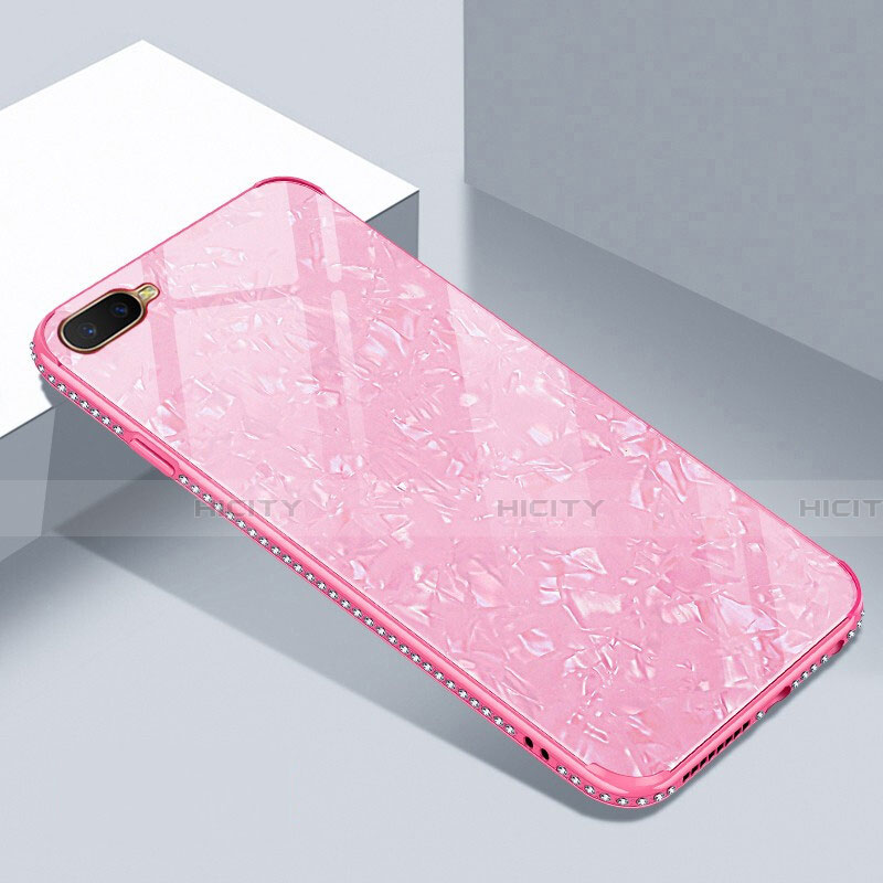 Coque Rebord Contour Silicone et Vitre Miroir Housse Etui T02 pour Oppo R15X Rose Plus