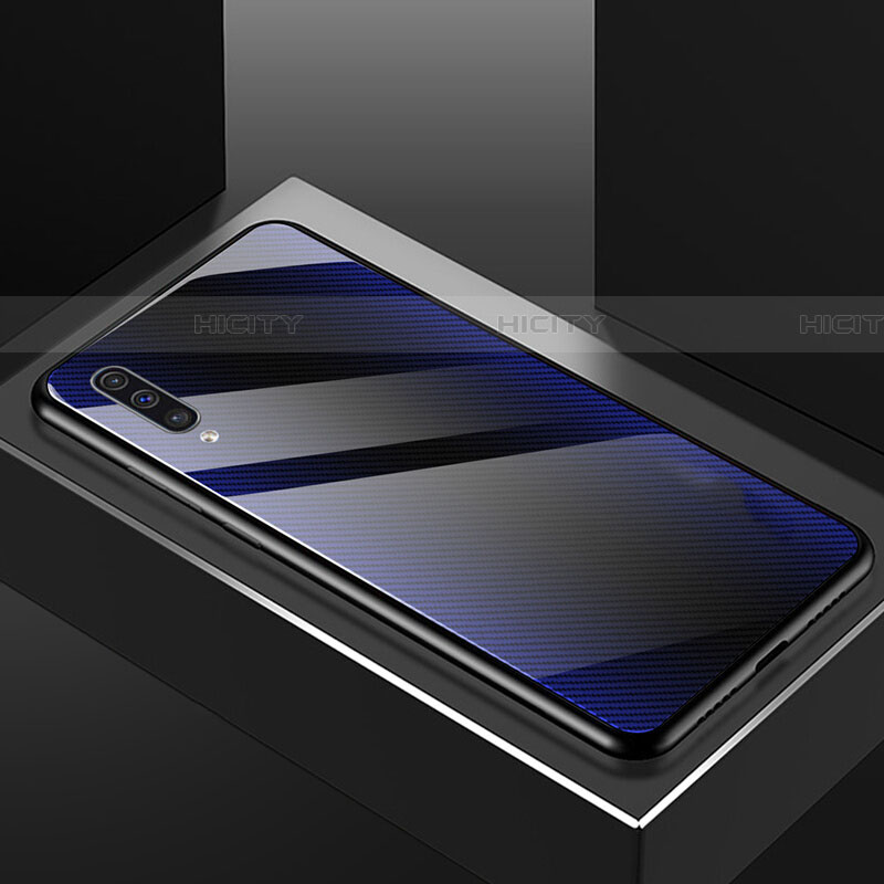 Coque Rebord Contour Silicone et Vitre Miroir Housse Etui T02 pour Samsung Galaxy A70 Bleu Plus
