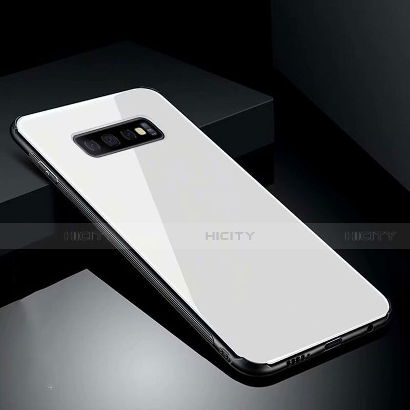 Coque Rebord Contour Silicone et Vitre Miroir Housse Etui T02 pour Samsung Galaxy S10 Plus Blanc Plus