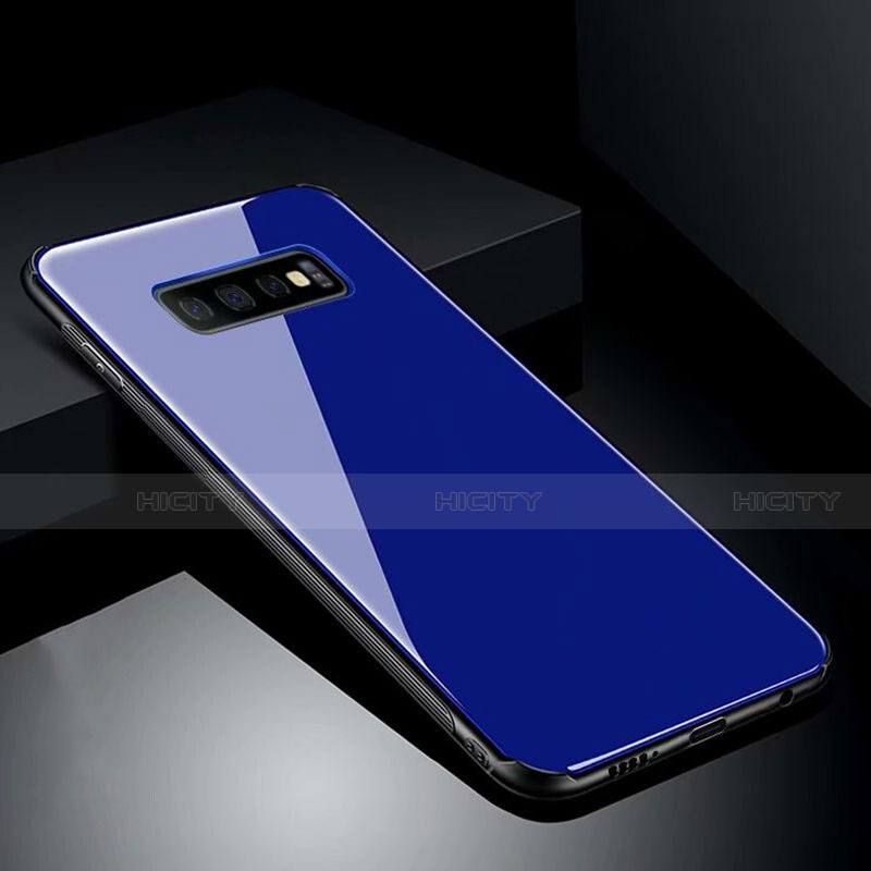 Coque Rebord Contour Silicone et Vitre Miroir Housse Etui T02 pour Samsung Galaxy S10 Plus Bleu Plus