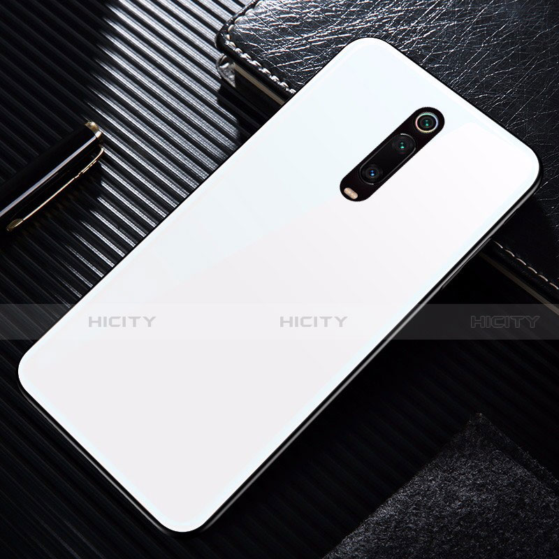 Coque Rebord Contour Silicone et Vitre Miroir Housse Etui T02 pour Xiaomi Mi 9T Pro Blanc Plus