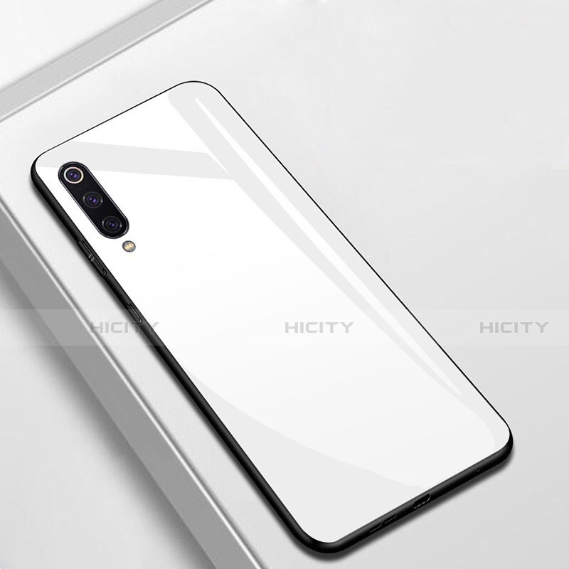 Coque Rebord Contour Silicone et Vitre Miroir Housse Etui T02 pour Xiaomi Mi A3 Blanc Plus