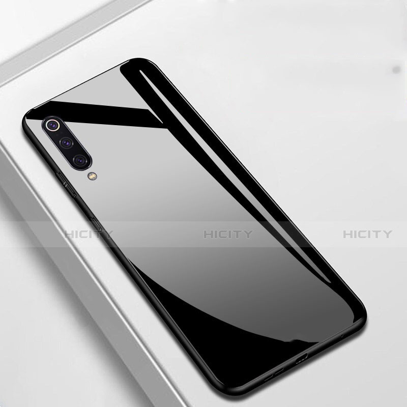 Coque Rebord Contour Silicone et Vitre Miroir Housse Etui T02 pour Xiaomi Mi A3 Noir Plus