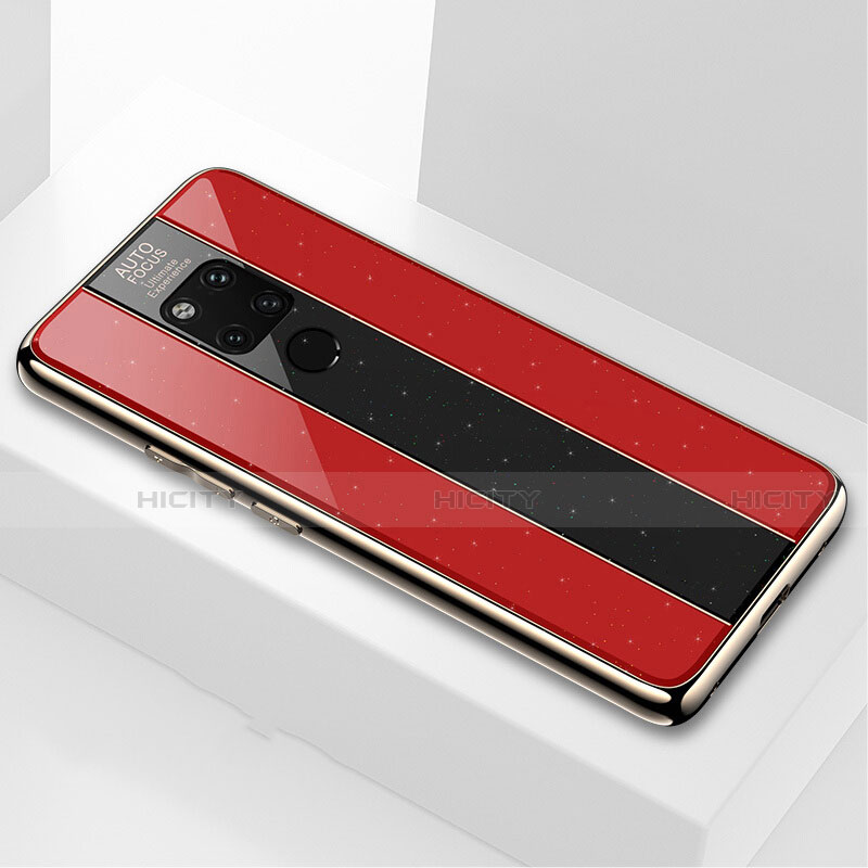 Coque Rebord Contour Silicone et Vitre Miroir Housse Etui T03 pour Huawei Mate 20 X 5G Rouge Plus