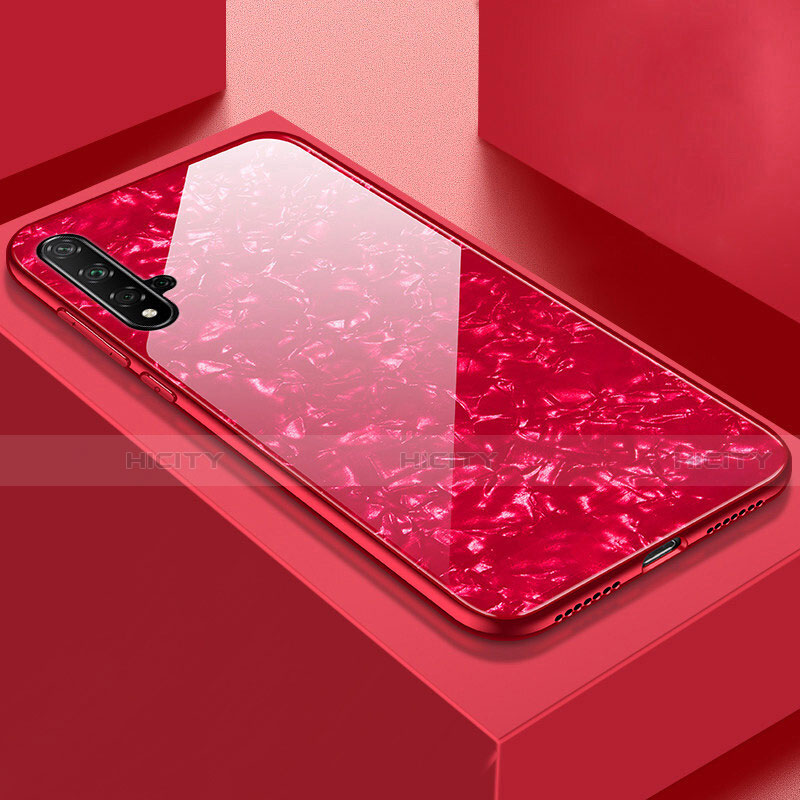 Coque Rebord Contour Silicone et Vitre Miroir Housse Etui T03 pour Huawei Nova 5 Pro Rouge Plus