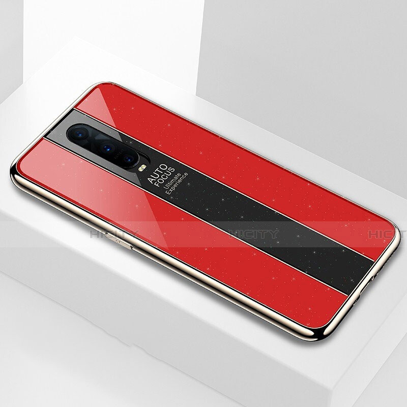 Coque Rebord Contour Silicone et Vitre Miroir Housse Etui T03 pour Oppo R17 Pro Rouge Plus