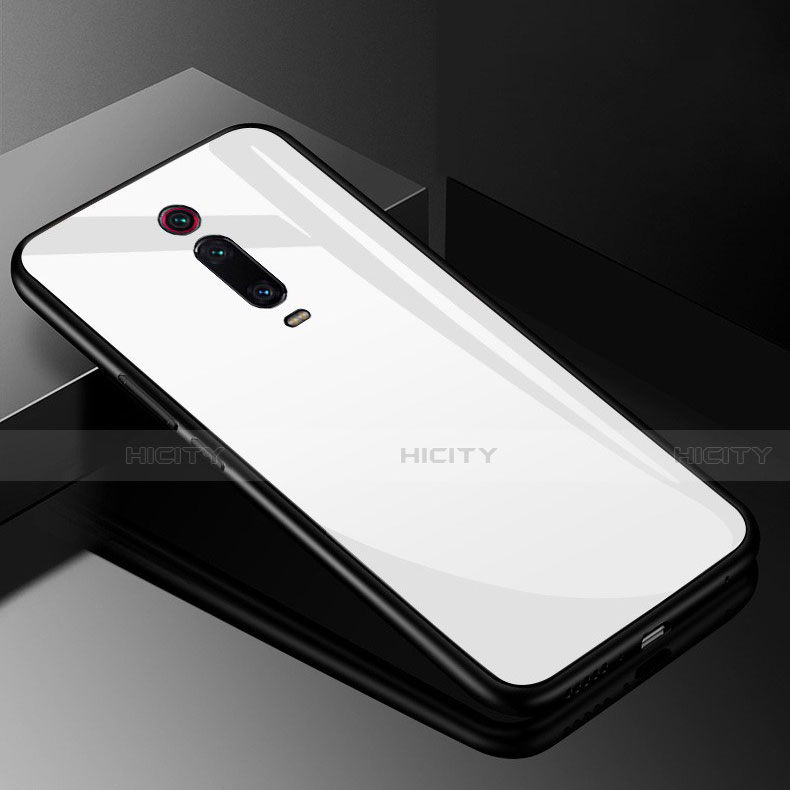 Coque Rebord Contour Silicone et Vitre Miroir Housse Etui T03 pour Xiaomi Mi 9T Blanc Plus