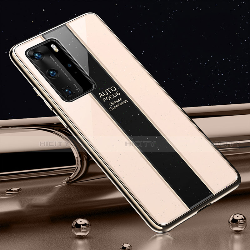 Coque Rebord Contour Silicone et Vitre Miroir Housse Etui T04 pour Huawei P40 Pro Or Plus